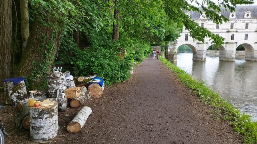 Chenonceau: guided ebike ride and wine & cheese picnic lunch - A picnic with Touraine wine and goat cheese