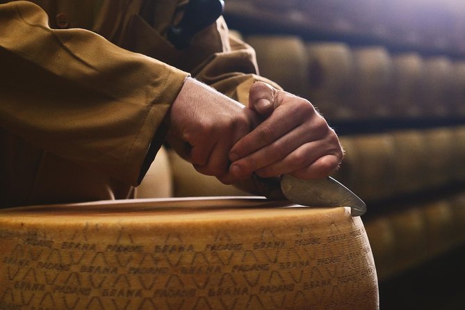 From Parma: Parmigiano Reggiano Farm Tour & Tasting with Transfer - Tasting two ages with balsamic and wine