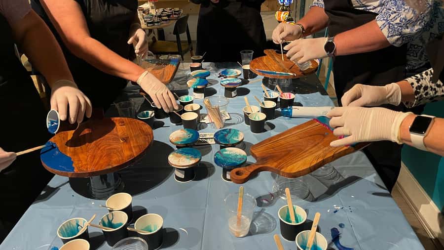 Melbourne: Resin Art Classes - Cheeseboard & Coasters - Choosing Your Colors and Design
