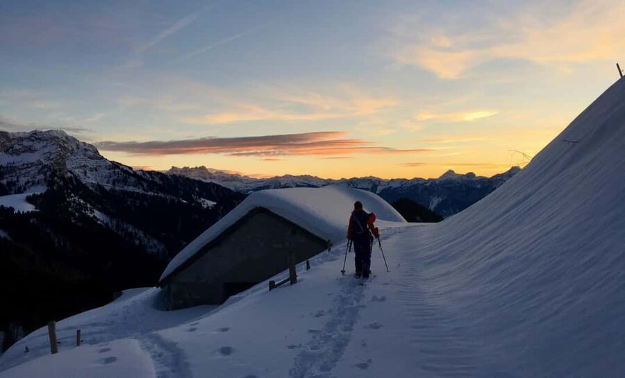 Montreux: Snowshoe Trek with Fondue and Wine - Learning to walk in snowshoes