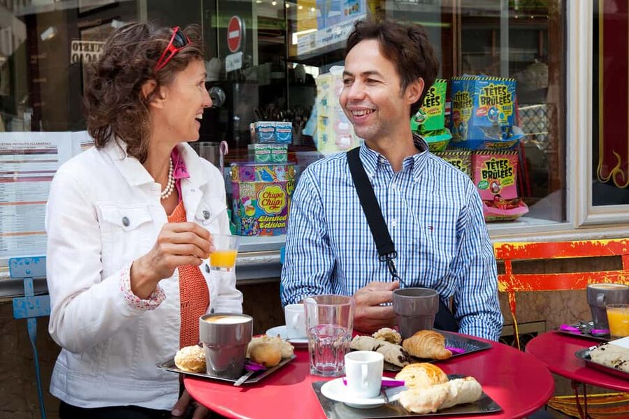 Paris Marais Bike Tour with Cheese & Sweet Tastings - A food stop at Marché des Enfants Rouges