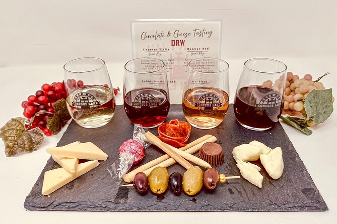 Shared Wine, Chocolate and Cheese Tasting in Conesus Lake - The Four Wines and Their Pairings