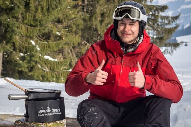 Sledding Cheese Fondue, Chocolate - Fondue with a mountain view