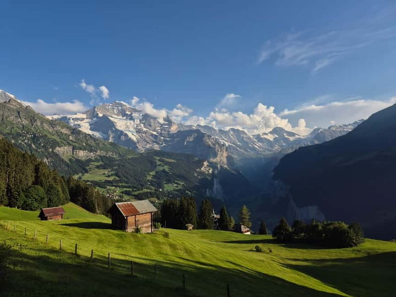 Sunset Hike with Cheese Fondue in Wengen - The walk back as the peaks turn pink